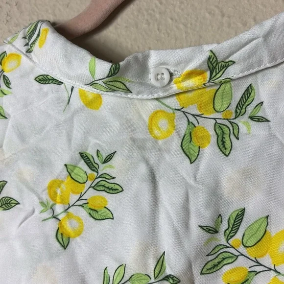 NWT Per Se Lemon Button Down Short Sleeve Top White Yellow Lemon size Medium - Picture 5 of 7